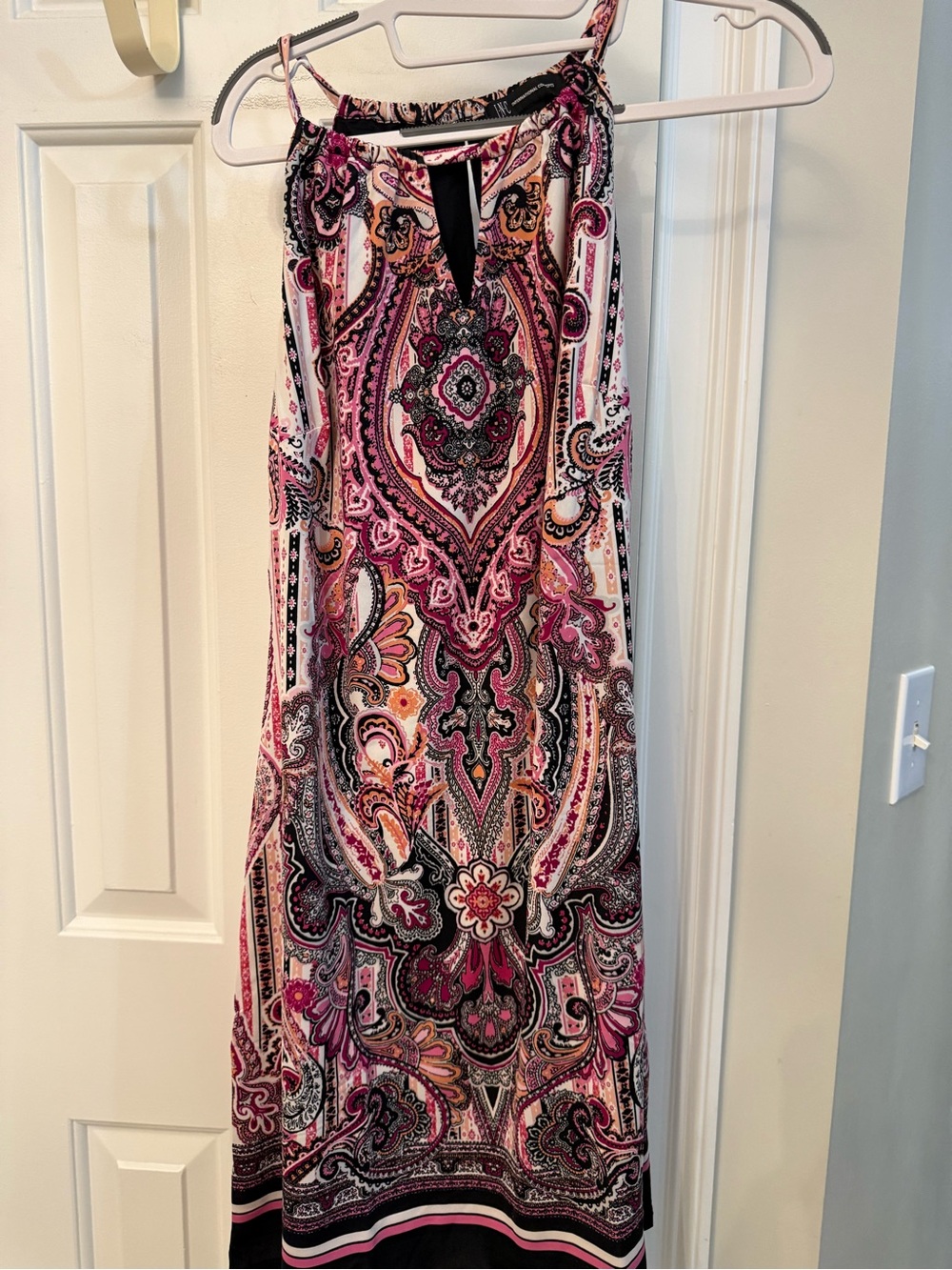 NWT INC Sleeveless Paisley Print Dress in Pink and Black